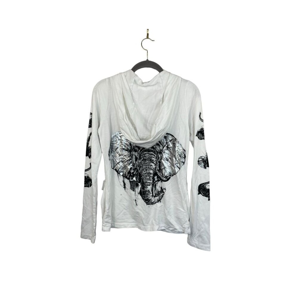 Lauren Moshi Elephant Full Zip Hoodie White Size Small